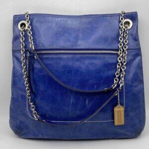Coach Poppy Glam Cobalt Blue Glazed Leather Tote (G1282-21199)